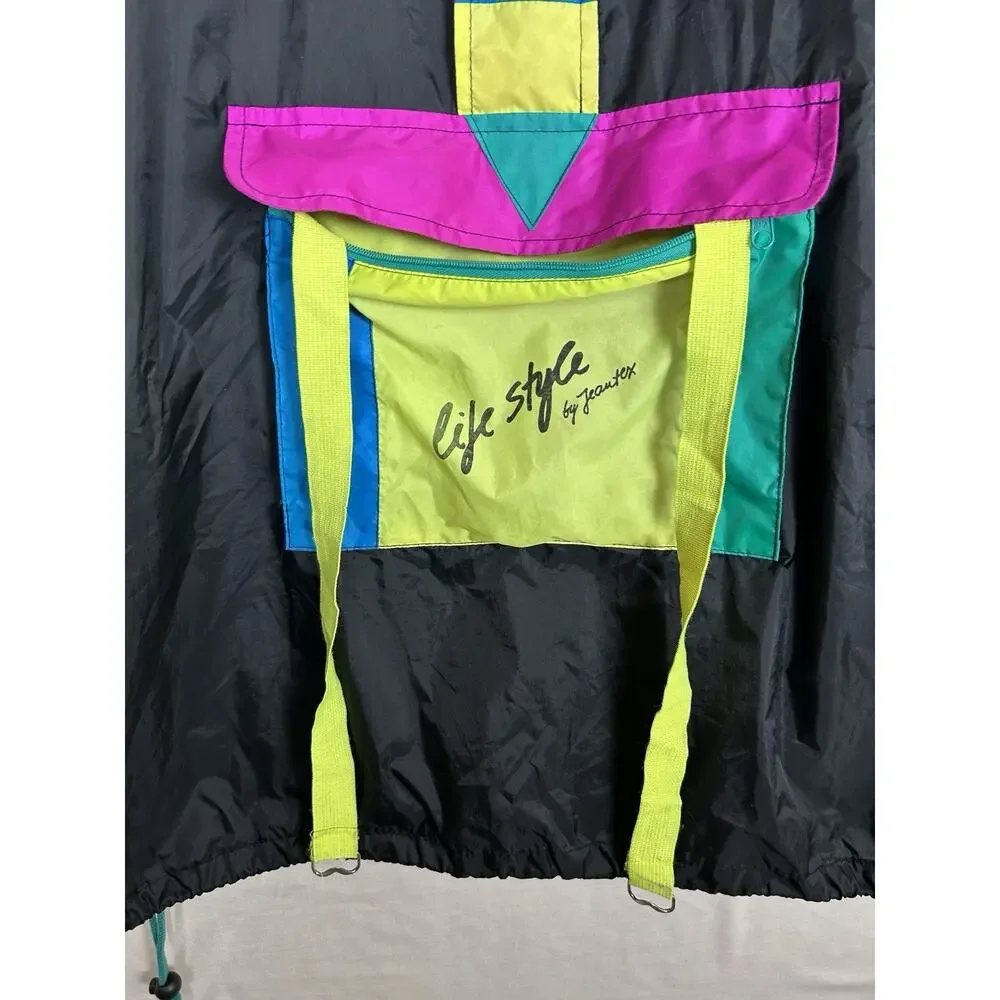 Vintage 80’s 90s Y2K NEON layered color block anorak JACKET 50in 2XL